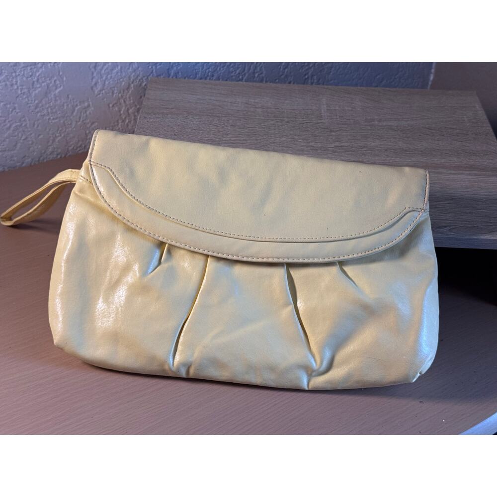 Vintage Yellow Pleated Clutch Purse Statement Bag